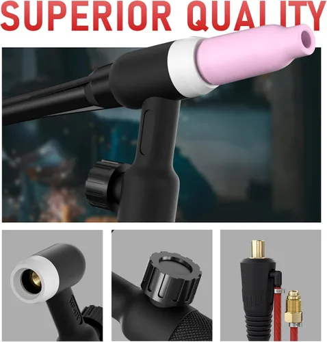 Miniatura 2 de YESWELDER Antorcha de soldadura TIG WP-17V de 13 pies, 150 amperios, 35-50 mm² enfriada por aire, Antorcha TIG de elevación, compatible