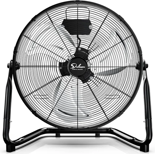 Simple Deluxe - Ventilador de piso industrial de metal resistente de alta velocidad de 20 pulgadas / 50.8 cm y 3 velocidades, silencioso para uso
