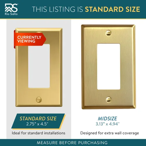 Miniatura 2 de Rio Salto BRASS - Placa de pared de metal dorado para interruptor de luz, placa de pared para receptáculo, cubiertas basculantes de 1 banda, latón