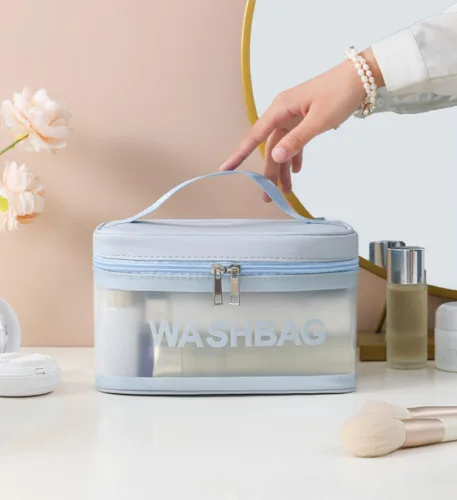 LEJN Neceser Bolsa de viaje Bolsa de maquillaje resistente al agua Bolsa de cosméticos Organizador de viaje Contenedor de tamaño completo Artículos