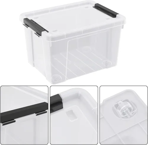 Miniatura 3 de Paquete de 4 cajas de almacenamiento de plástico de 22 cuartos de galón con ruedas, caja de almacenamiento transparente