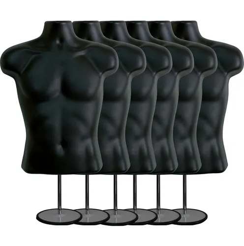 Miniatura 36 de Maniquí masculino de torso con soporte de metal, parte trasera hueca, cuerpo apilable, forma de vestido para exhibición de camisetas, mostrador