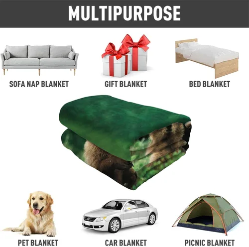 Miniatura 6 de Manta de forro polar suave y acogedora con estampado de osos marrones, manta de franela ligera y cálida para sofá, cama, sala de estar, dormitorio