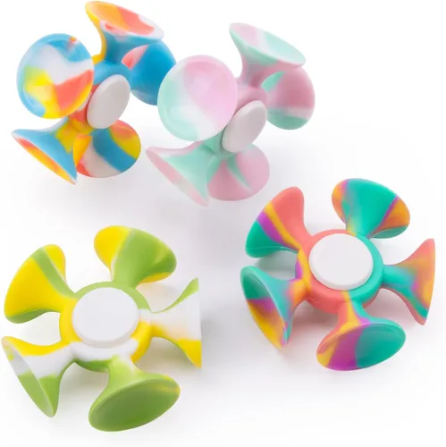 Miniatura 8 de Paquete de 4 Fidget Spinner con ventosa – Juguete sensorial seguro y suave para aliviar la ansiedad para adultos y niños de 8 a 12 años Juego