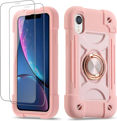 Miniatura 19 de Funda para iPhone Se3/iPhone Se2, iPhone 6/6S, iPhone 7/iPhone 8 de 4.7 pulgadas con soporte de anillo, con 2 protectores de pantalla resistentes