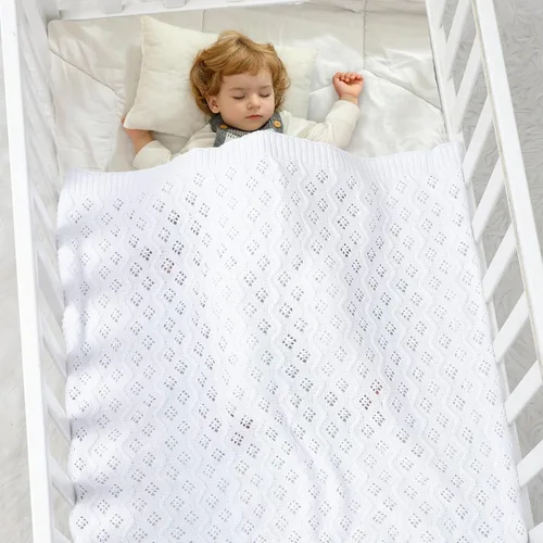 Miniatura 3 de mimixiong Manta de algodón celular de punto para bebés, manta suave para niños y niñas, 40 x 30 pulgadas