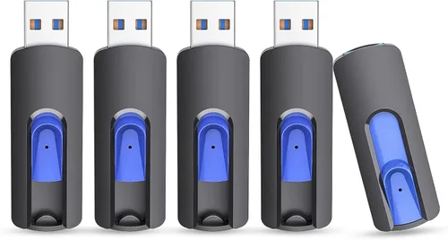Miniatura 7 de JUANWE Paquete de 2 unidades flash USB de 128 GB, unidad flash USB 3.0 retráctil deslizante, memoria USB portátil con orificio para cordón, unidad 2
