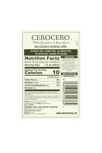 Miniatura 2 de CeroCero - Ginebra sin alcohol de pomelo blanco y hierba limón, licores sin alcohol de primera calidad, brillantes y vibrantes, halal, bajo