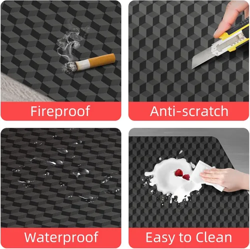 Miniatura 3 de AiBOB Tapete para silla de juegos para suelos de madera dura, tapete para silla de oficina de 48 x 36 pulgadas para suelos duros y de azulejos, Negro