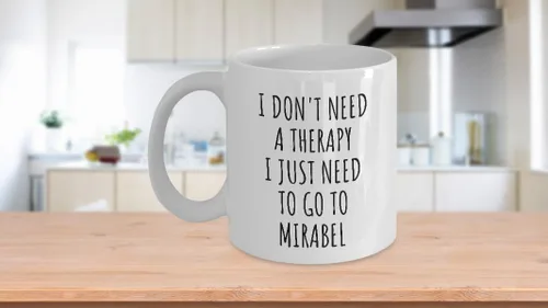 Miniatura 3 de EzGift Funny Mirabel Mug I Don't Need Therapy Traveler Gift For Men Women City Lover Backpacker Present Idea Quote Gag Coffee Tea Cup Large 15 Oz