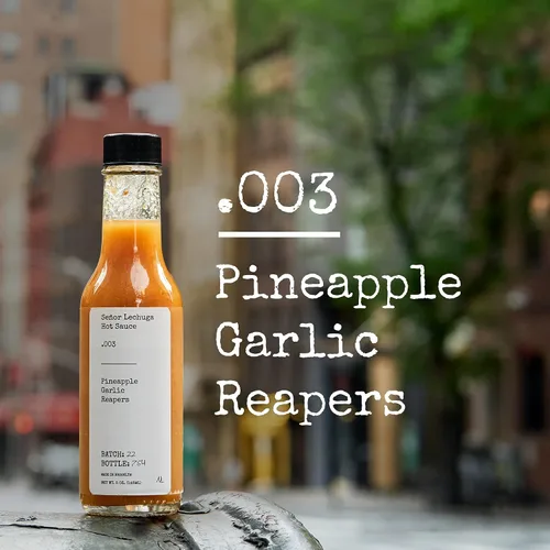 Miniatura 3 de Señor Lechuga Salsa picante - Salsa picante hecha de pimientos Carolina Reaper y pimienta habanero - Piña .003, ajo, segadora