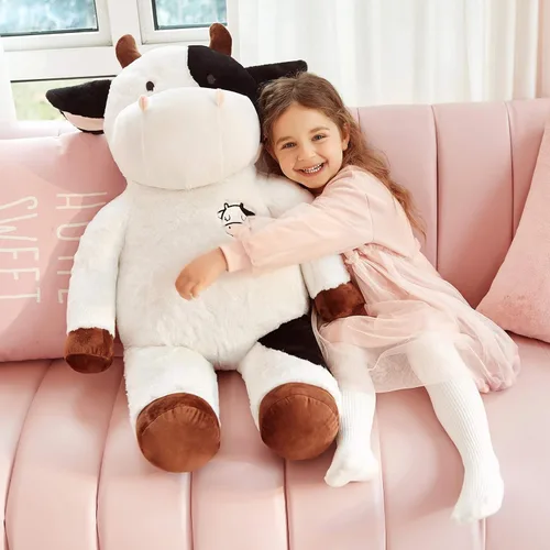 Miniatura 3 de IKASA - Animal de peluche gigante de vaca de felpa, juguetes suaves grandes y jumbo de gran tamaño, 30" de tamaño enorme, lindo peluche esponjoso