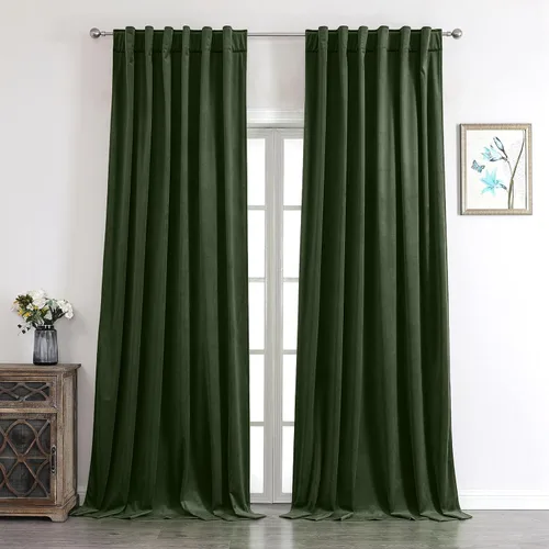 Miniatura 25 de Benedeco - Cortinas de terciopelo burdeos para ventana de dormitorio con pompón, cortinas de lujo súper suaves, oscurecimiento y aislamiento térmico