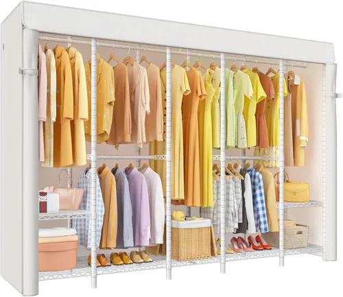 Miniatura 9 de ULIFHOME H50C Perchero Extra Grande con Cubierta, Armario Portátil Independiente, Percheros de Ropa Cubiertos para Colgar Ropa, Perchero Resistente