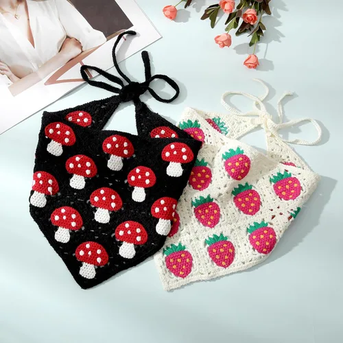 Miniatura 5 de AWAYTR Crochet Bandana Head Kerchief Hair Scarf 2Pcs Knitted Scarves Tie Bcak Floral Headwrap for Women Girls