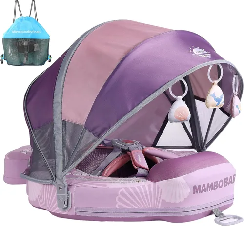 Flotador Mambobaby con cola para bebé con toldo, flotador de piscina sólido, entrenador de natación para bebés, entrenamiento de natación, flotador