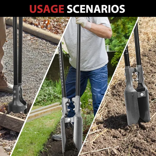 Miniatura 7 de Excavadora de agujeros manual resistente con marca de escala para excavar, 58 pulgadas