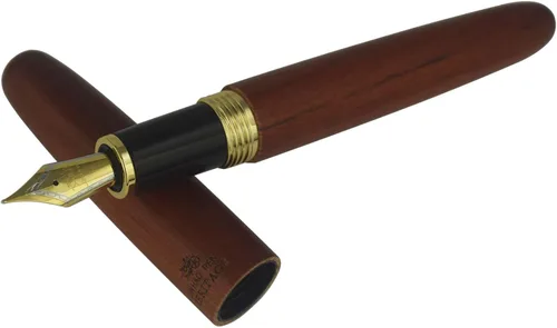 Miniatura 10 de Jinhao Heritage 9056 - Pluma estilográfica vintage de madera de nogal, plumas naturales antiguas, punta fina con convertidor de tinta recargable