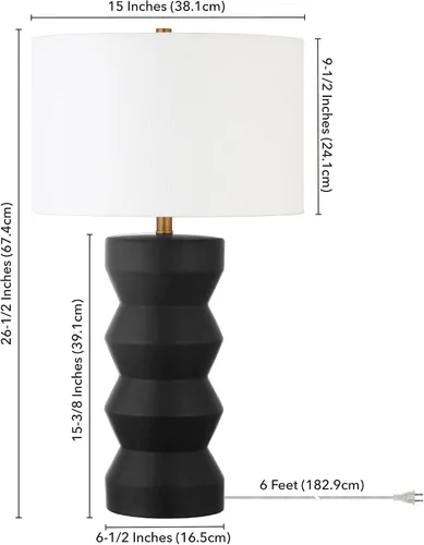 Miniatura 3 de Carlin - Lámpara de mesa de cerámica de 28 pulgadas de alto con pantalla de tela en blanco mate/blanco