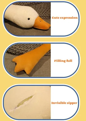 Miniatura 3 de Animal de peluche de ganso gigante, peluche suave blanco de 19.6 pulgadas, lindo juguete de pato de peluche, muñeca de cisne de peluche, almohadas