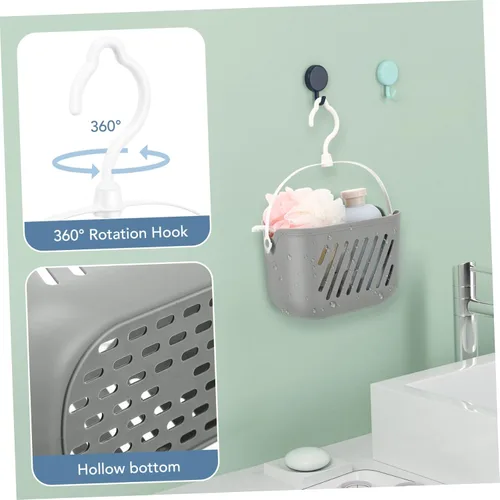 Miniatura 4 de Hemoton Cesta colgante para baño, cesta de almacenamiento de cocina, escurridor de pared, despensa, 1 unidad