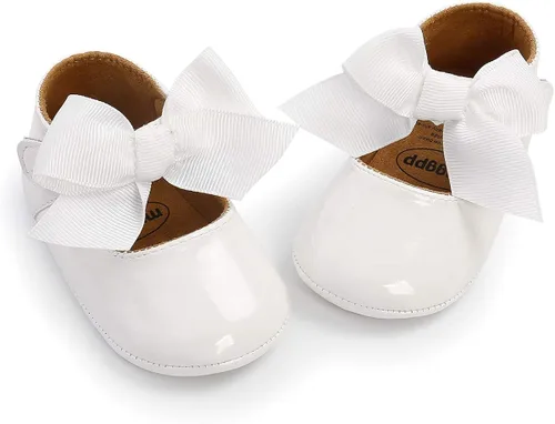 Miniatura 4 de LAFEGEN Zapatos planos Mary Jane para bebés y niñas con Bownot, suela suave, suela suave, piel sintética, recién nacidos, para primeros pasos