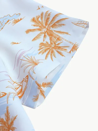 Miniatura 4 de OYOANGLE Conjunto de 2 piezas para hombre de manga corta con botones y pantalones cortos