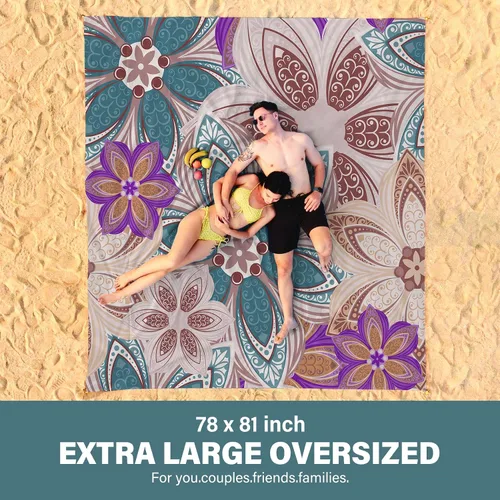 Miniatura 54 de Famstar Beach Blanket Oversized Extra Large 78"X81"/10'X9',Waterproof Sandproof Beach Blanket 2-8 Adults Lightweight Durable for Travel Camping