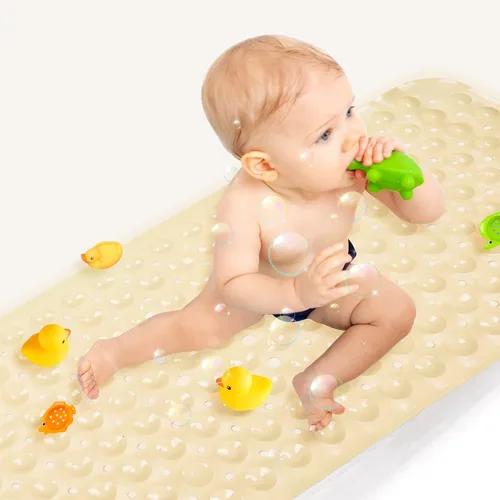 Miniatura 7 de Sheepping Alfombra de baño para bebé antideslizante extra larga para niños, de 40 x 16 pulgadas, alfombrilla de baño ecológica con 200 ventosas Azul