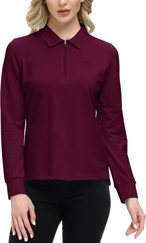 Miniatura 2 de JINSHI Polo de golf para mujer, de manga larga, con cremallera, deportiva, de secado rápido, atlética, casual, ajustada