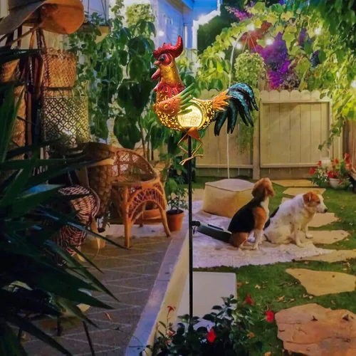 Miniatura 7 de Tryme Luces solares de gallo para exteriores, decoración de jardín, estatua de jardín, regalos para amantes de los pollos, mujeres, madres, arte