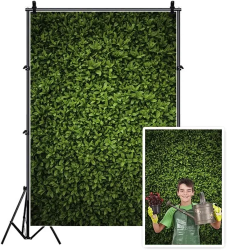 Miniatura 2 de Yeele Fondo de pared de hierba de 6 x 9 pies para fotografía, hojas verdes naturales, fondo de fotos, boda, fiesta de cumpleaños, decoración de mesa