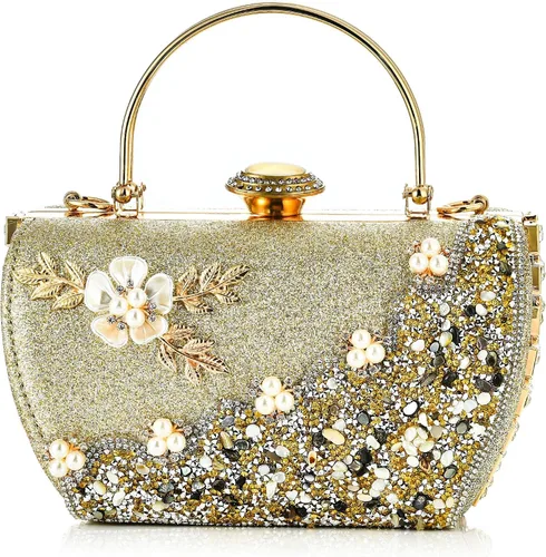 Bolso de mano de noche brillante para mujer, con purpurina brillante y diamantes de imitación para boda, fiesta de graduación