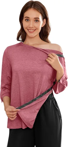 Miniatura 8 de Camisetas Deyeek para Mujeres Después de Cirugía de Hombro Desmontables Mangas 3/4 Tops para Después de Cirugía de Manguito Rotador Ropa Adaptativa