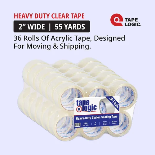 Miniatura 2 de Tape Logic Cinta de embalaje acrílica de 2 pulgadas x 55 yardas de 2.0 mil, transparente (paquete de 36) rollos de cinta de embalaje resistente