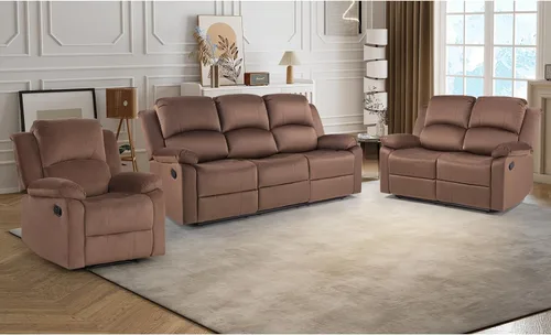 Miniatura 11 de CANMOV Juego de sillas reclinables manuales de 2, sofá individual de tela suave y tapizado para sala de estar y dormitorio, mecanismo reclinable