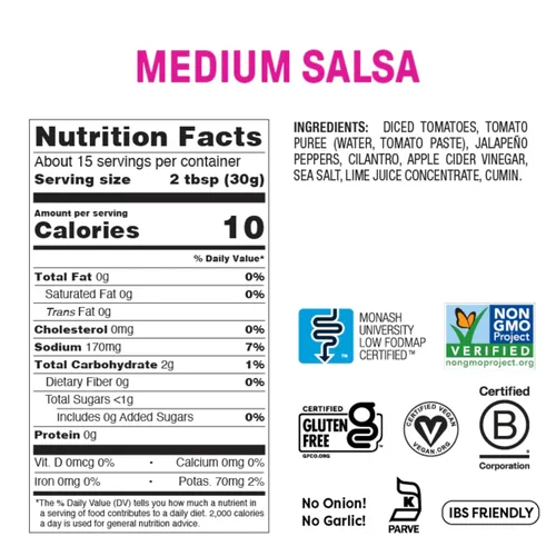Miniatura 2 de Fody Foods Salsa mediana, 16 onzas, sin ajo y cebolla, bajo certificado FODMAP, apto para el intestino y el SII, vegano, sin OMG, sin gluten, apto