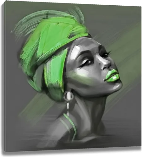 Miniatura 31 de LB Arte de pared de mujer afroamericana, mujer negra con cabello dorado, impresiones de pintura abstracta, belleza moderna negra y dorada para sala