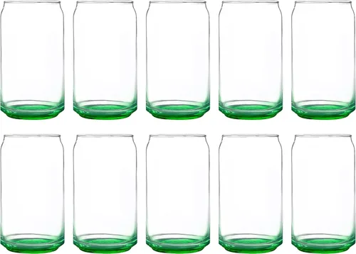 Miniatura 8 de Juego de 10 vasos de lata de cerveza personalizados, 16 onzas, tamaño de pinta, texto promocional, logotipo, forma de lata de soda, cristalería