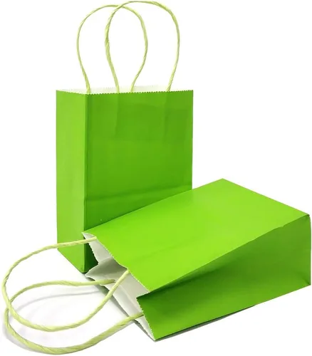 Miniatura 27 de AZOWA Bolsas de regalo mini de papel kraft con asas (Azul claro, 4x2.4x6, 25 piezas)