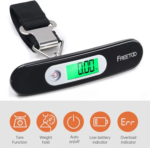 Miniatura 3 de FREETOO Báscula de equipaje portátil digital para maleta báscula de viaje con función de tara capacidad de 110 libras