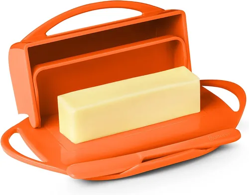 Miniatura 2 de Butterie Mantequillera abatible con tapa y esparcidor de cuchillos a juego para encimera con pinzas para tostadora, bandeja de mantequilla sin
