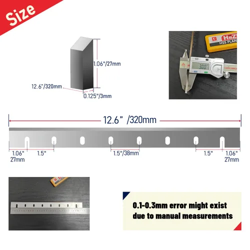Miniatura 2 de Cuchillos de cepilladora de 12-1/2 pulgadas para DeWalt DW733 Cepilladora DW7332 Piezas de repuesto para cepilladora gruesa, HSS 12-1/2 "x 1-1/16" x