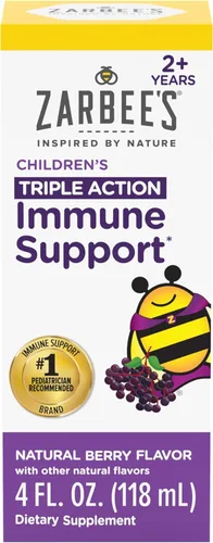 Zarbee's Jarabe de saúco para niños, apoyo inmunológico diario con vitamina C y zinc, suplemento líquido para niños, sabor a bayas naturales, 4