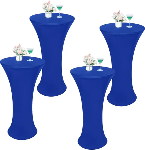 Miniatura 14 de Wolkemer 4 piezas manteles redondos negros de 24x43 pulgadas ajustados elásticos para mesa de cóctel highboy para banquete bar fiesta pub boda