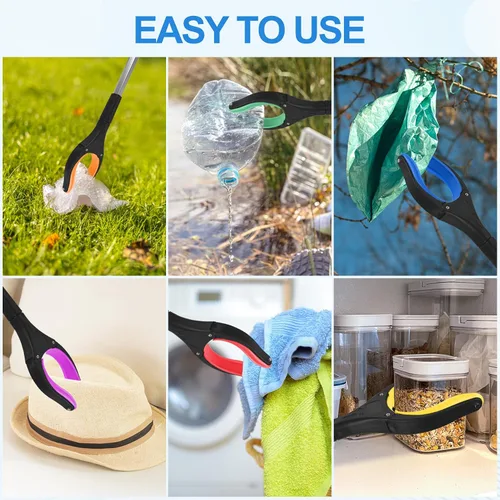 Miniatura 7 de Herramienta de recolección de basura resistente de 6 piezas - Agarrador telescópico ligero de 32 pulgadas con mango ergonómico, agarre