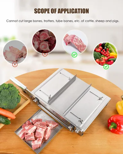 Miniatura 6 de CGOLDENWALL Cortador manual de costillas de 2 cuchillas, cortador de carne de hueso duro de acero inoxidable, cortador de carne de ternera