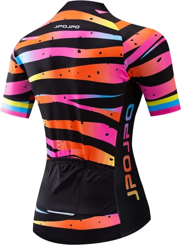 Miniatura 100 de Camiseta de ciclismo para mujer, manga corta y pantalones cortos de ciclismo acolchados para verano