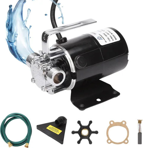 Miniatura 9 de D-HONOR - Bomba de sumidero sumergible para uso general, bomba de agua 1/3 HP 2400 GPH termoplástica eléctrica portátil de transferencia