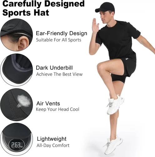 Miniatura 3 de GADIEMKENSD Sombrero de correr de rendimiento, tela elástica con malla ventilada para entrenamientos al aire libre